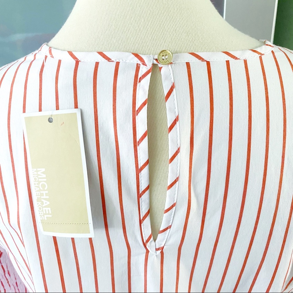 NWT MICHAEL Michael Kors Striped Bell Sleeve Top - Picture 6 of 12